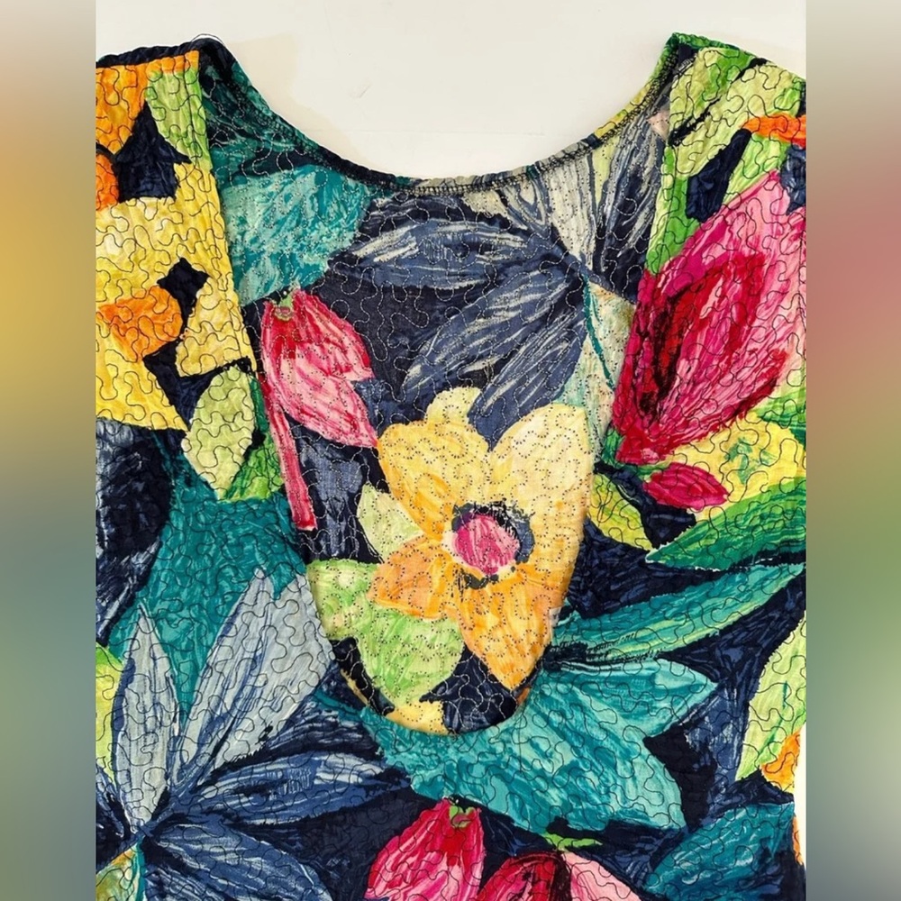 Vintage Cathy Hardwick Colorful Tripical 80s Novelty Print Sleeveless size 6 - Picture 11 of 11
